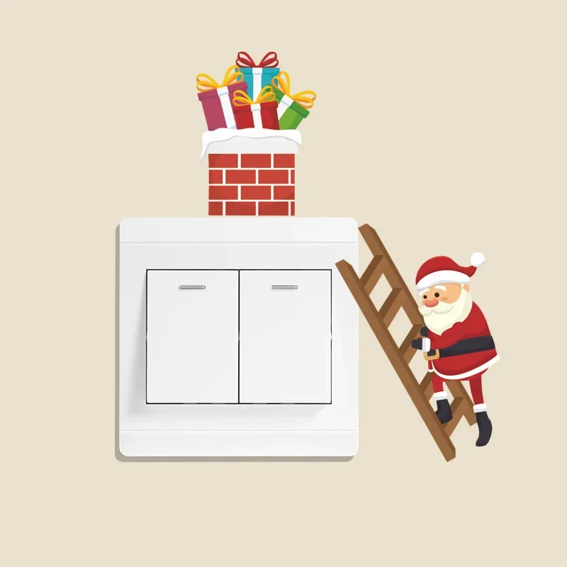 

Christmas Decorations Santa Snowman Elk Switch Sticker Children's Room Wall Switch Sticker Merry Christmas Decor For Home 2023