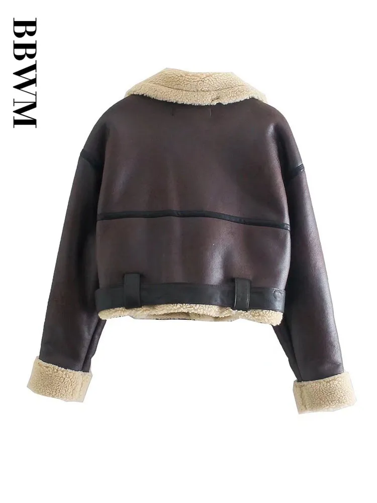 Женская модная Толстая теплая куртка BBWM из искусственной овчины пальто