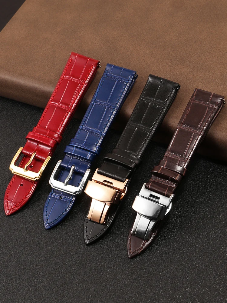 

Genuine Leather Watchband for CK Tissot Omega Rolex Tudor Casio Men's Watch Black Red Blue Watch Strap 18mm 20mm 22mm