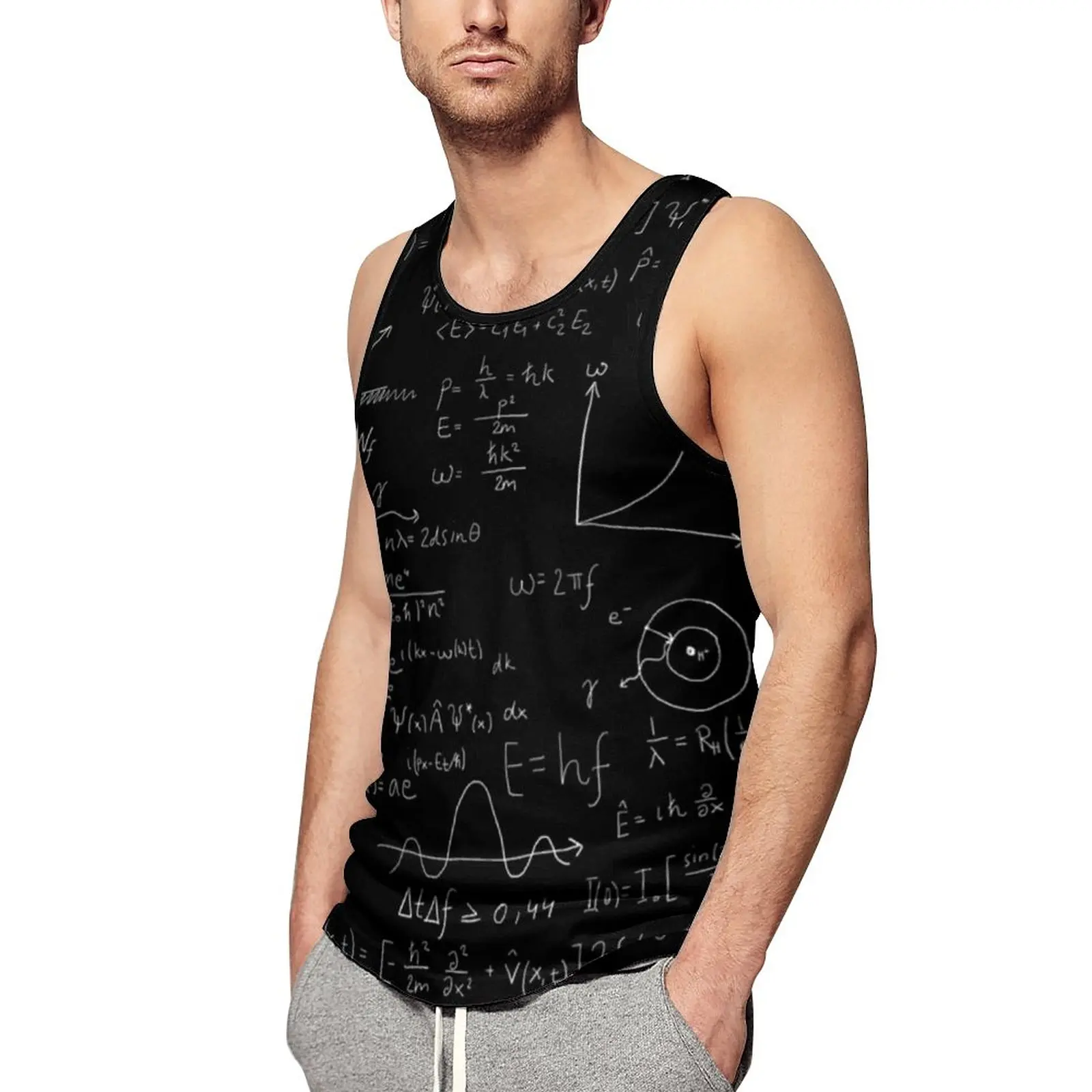

Funny Math Tank Top Men Quantum Physics Training Oversized Tops Beach Muscle Custom Sleeveless Shirts