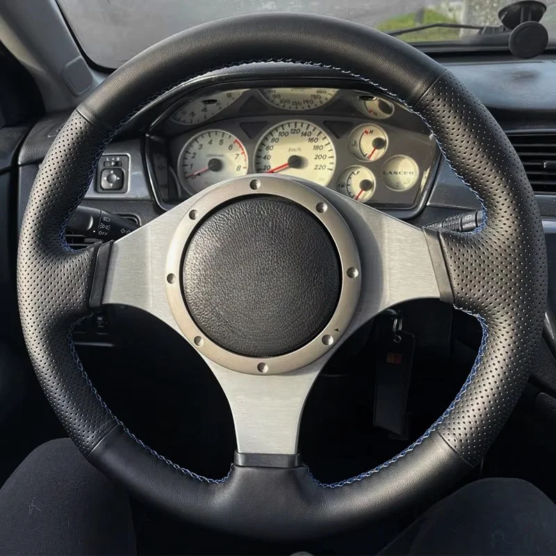 

Для Mitsubishi Lancer Evolution 9 IX 2005 2006 20078 VIII 2003 2004 2005, чехол на руль автомобиля, кожаная отделка