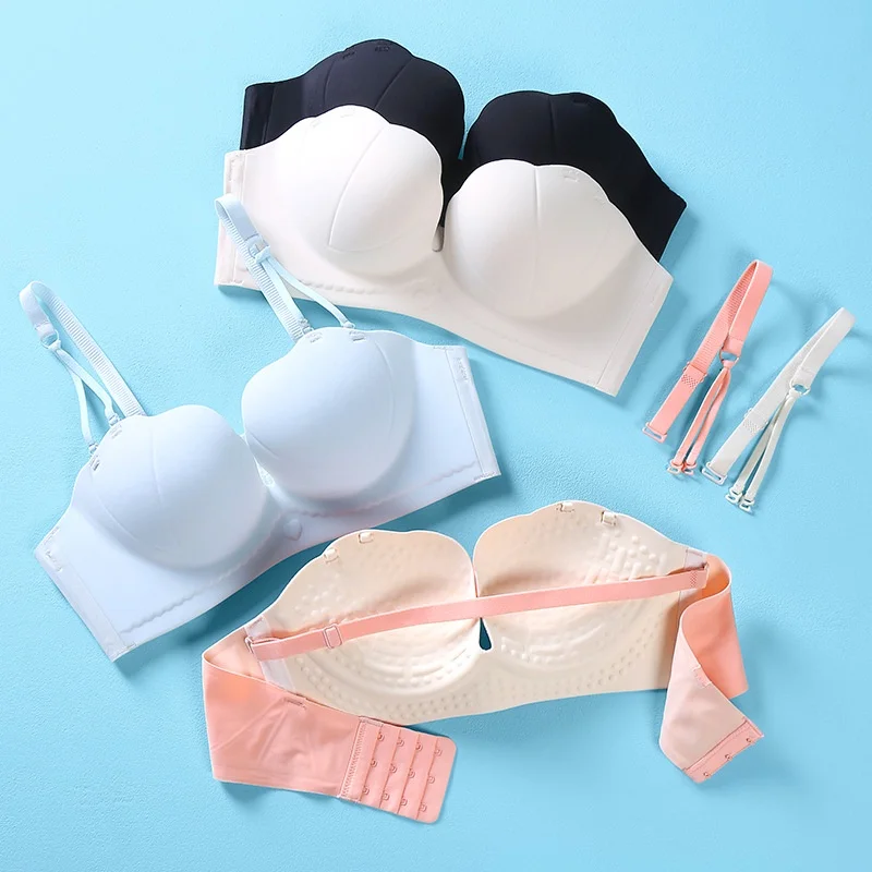 

[Ready Stock] удобное женское нижнее белье без бретелек, без косточек, противоскользящий бюстгальтер пуш-ап с маленькой грудью