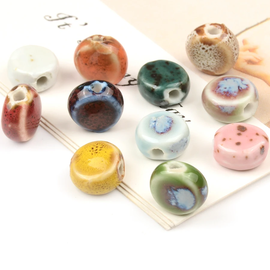 

20pcs/Lot 10mm Charm Flat Round Ceramic Beads For Jewelry Making Bracelet Accessory Porcelain Beads Making