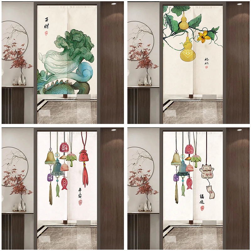 

Chinese Door Curtain Partition Curtain No Punching Home Bedroom Privacy Half Curtain Cover Toilet Living Room Toilet Curtain