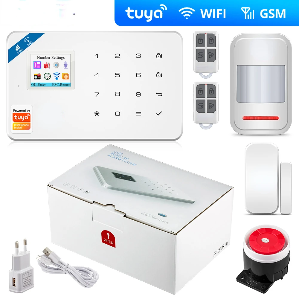 

Tuya W181 Wireless Wifi Home Alarm GSM IOS Android APP Control LCD GSM SMS Burglar Alarm System For Home Security Alarm