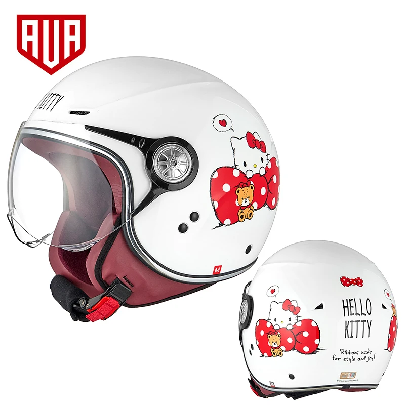 

Мотоциклетный шлем Hello Kitty для девочек и мальчиков, всесезонный универсальный шлем для электрического велосипеда, подарок на день рождения