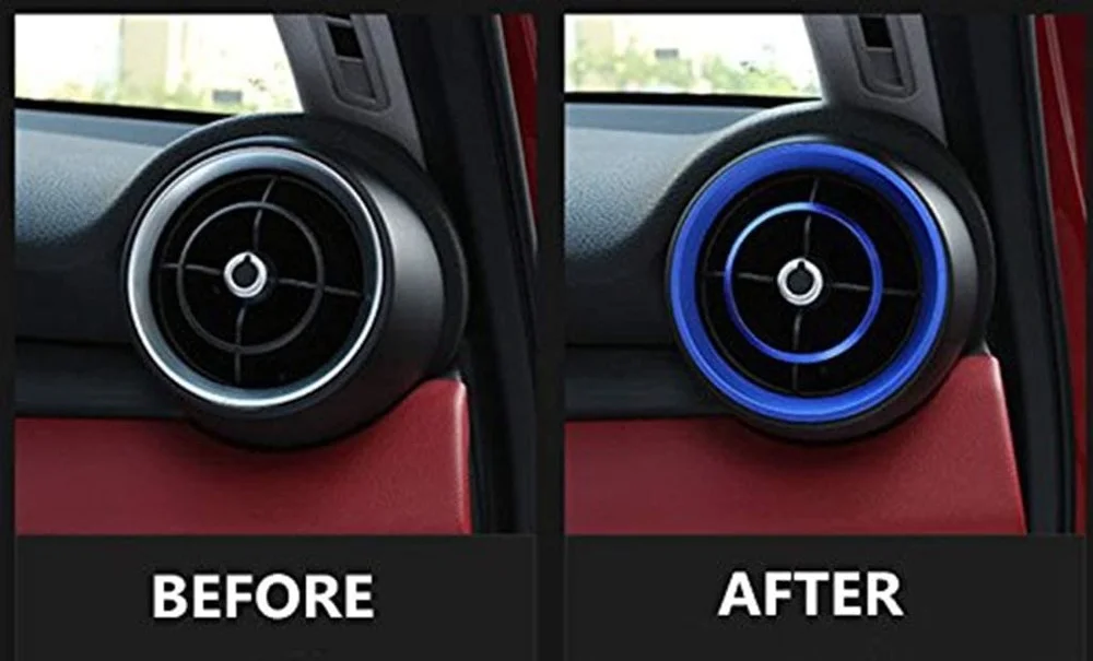 

For Alfa Romeo Giulia 2017 2018 Aluminum Alloy Front Side Dashboard Air Conditioning Vent Outlet Ring Cover Trim Blue