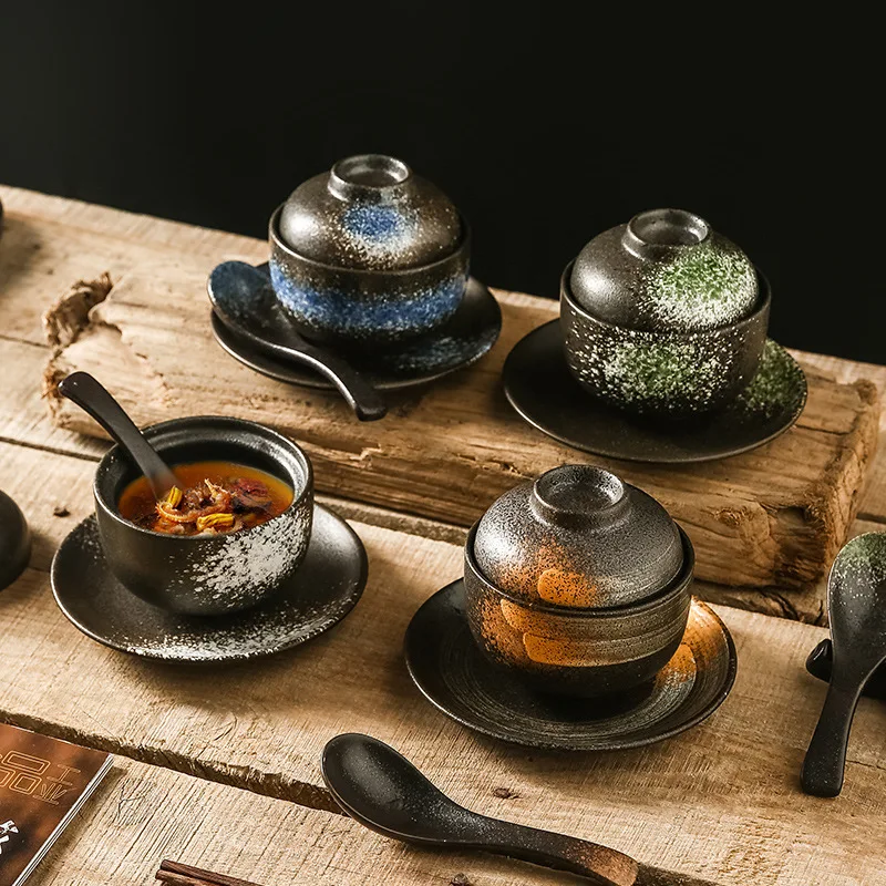 

Japanese Soup Cup With Cover Ceramic Soup Bowl Cover Bowl Steamedegg Cup Stew Cup Dessert Bowl Porridge Bowl Tableware