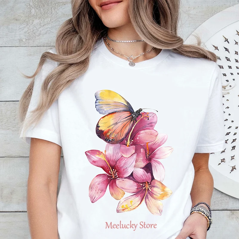 Женский свободный летний топ с рисунком цветка лилии Повседневная и