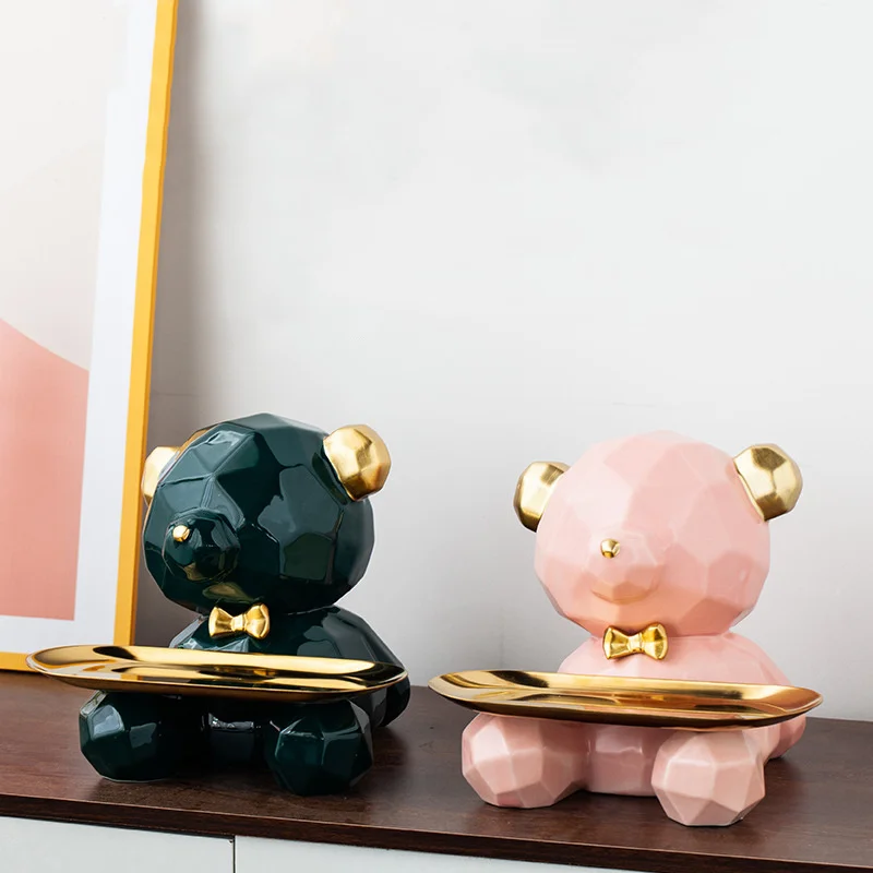 

Bear Nordic Figurines Moden Crafts Animals Miniature Cute Ornaments Home Office Decoration Coin Bank Desk Storage