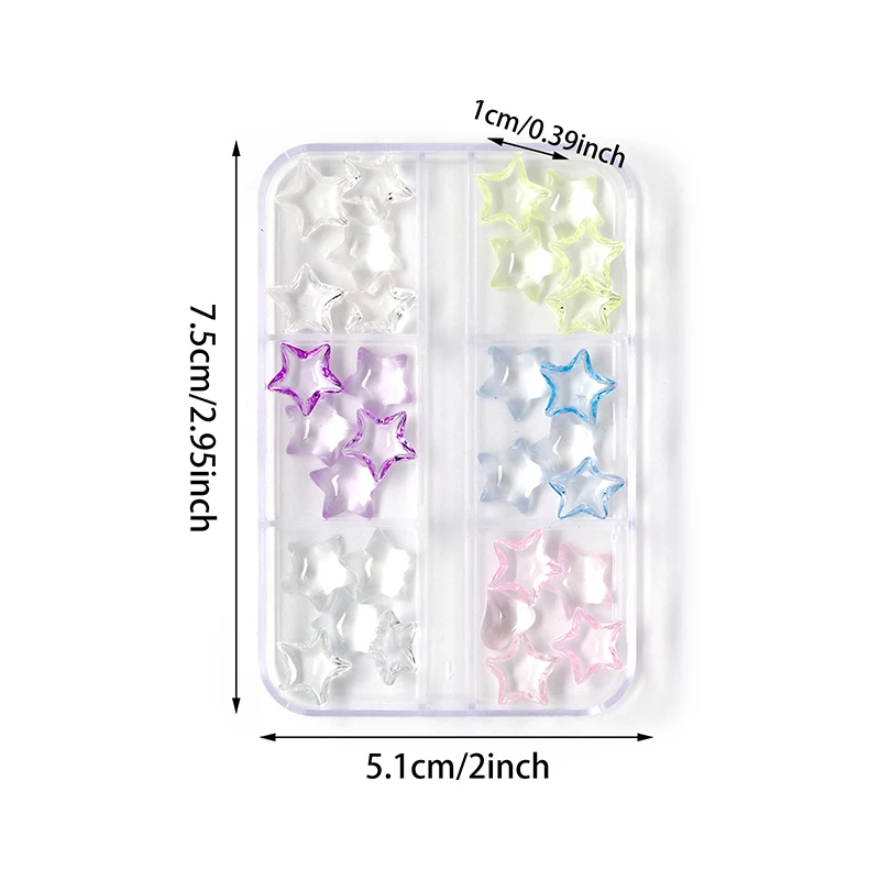 6 сеток/коробка ледяная прозрачная пентаграмма подвески для дизайна ногтей смола