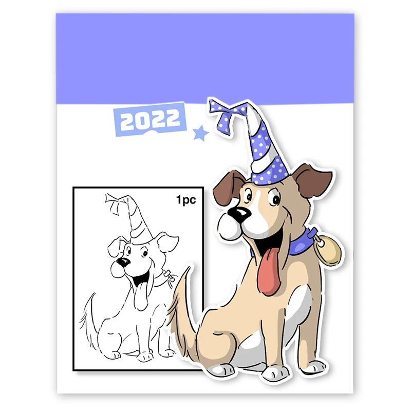 

Новинка 2022, штампы с рисунком животного, собаки на день рождения, штампы для резки металла, для рукоделия, Изготовления Бумажных поздравител...