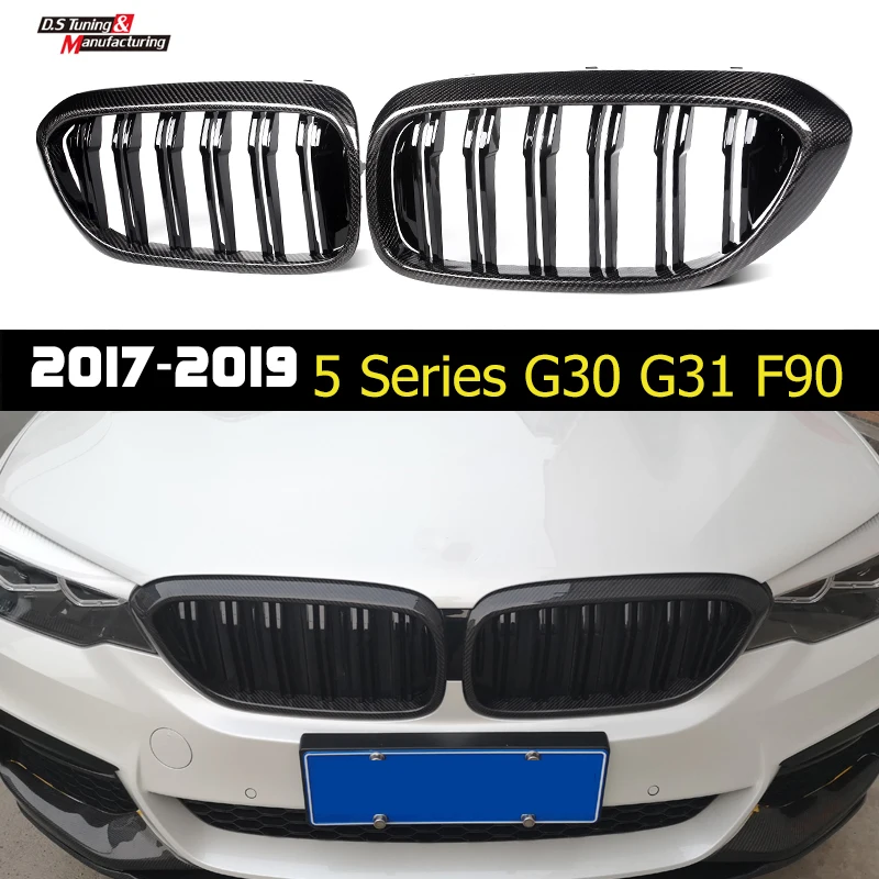 Front Bumper Kidney Hood Replacement Grille For BMW 5 Series G30 G31 F90 (M5) 2017-2019 Carbon Fiber Car Styling Racing Grills