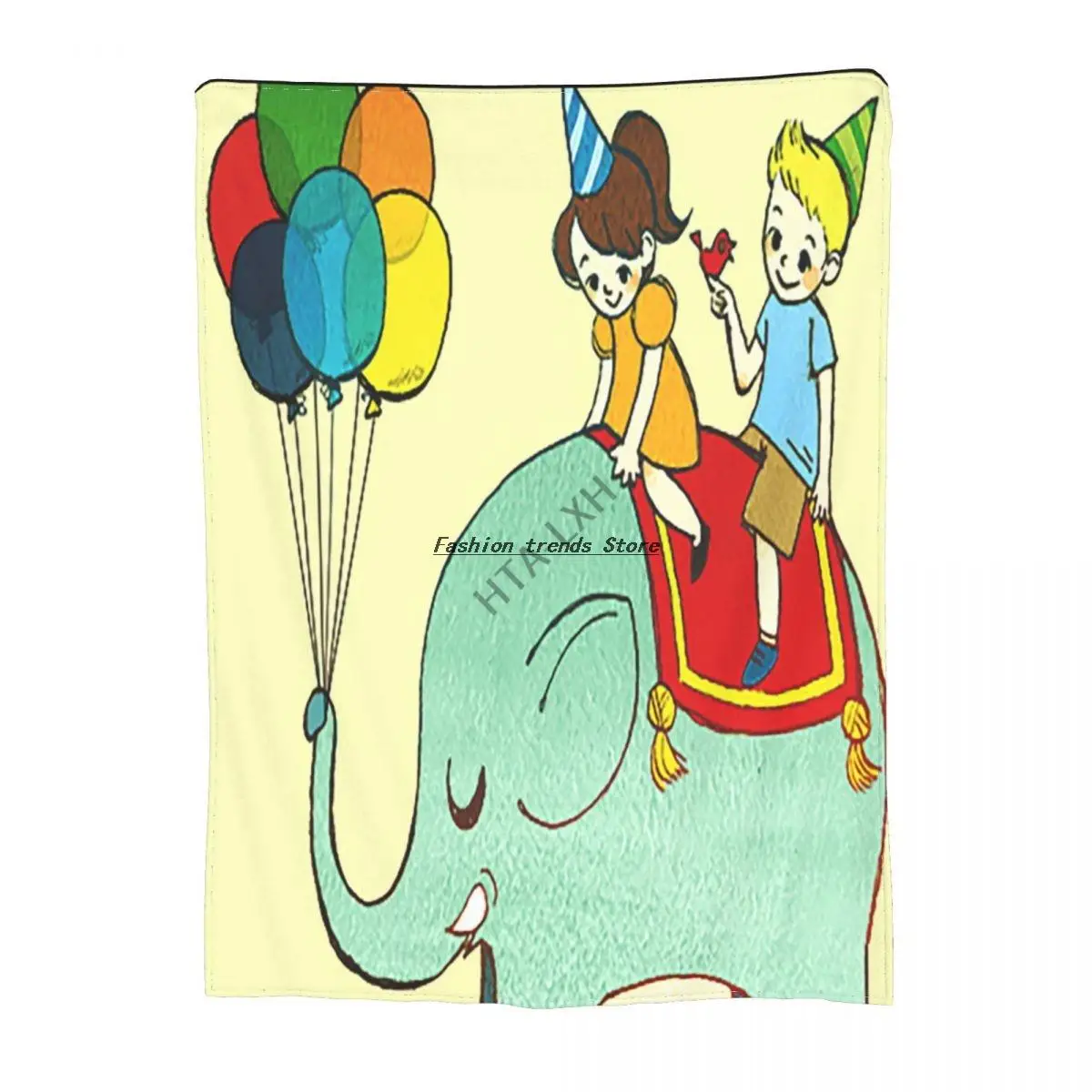

Happy Birthday Elephant cartoon 3D printing flannel fleece blanket throwing blanket suitable for sofa bed office four seasons
