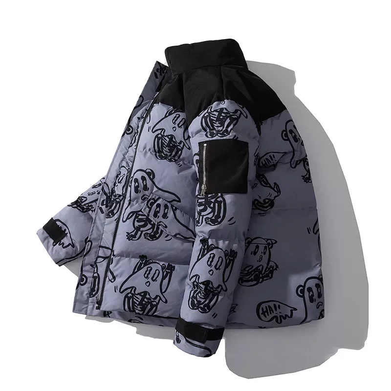 New2022 Winter Cotton-Padded Clothes Jacket Men And Women Parkas Funny Printed Coats Fashion Thicken Outerwear Tops Male Female
