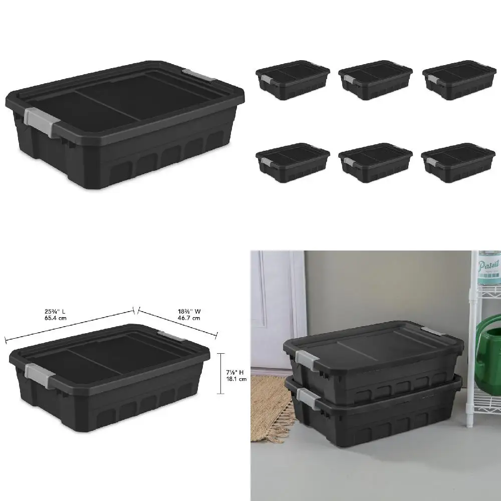 

"6 Pieces Lovely Black Plastic Gallon Stacker Tote Set - Perfect for Keeping Home Neatly Organized and Stacked"