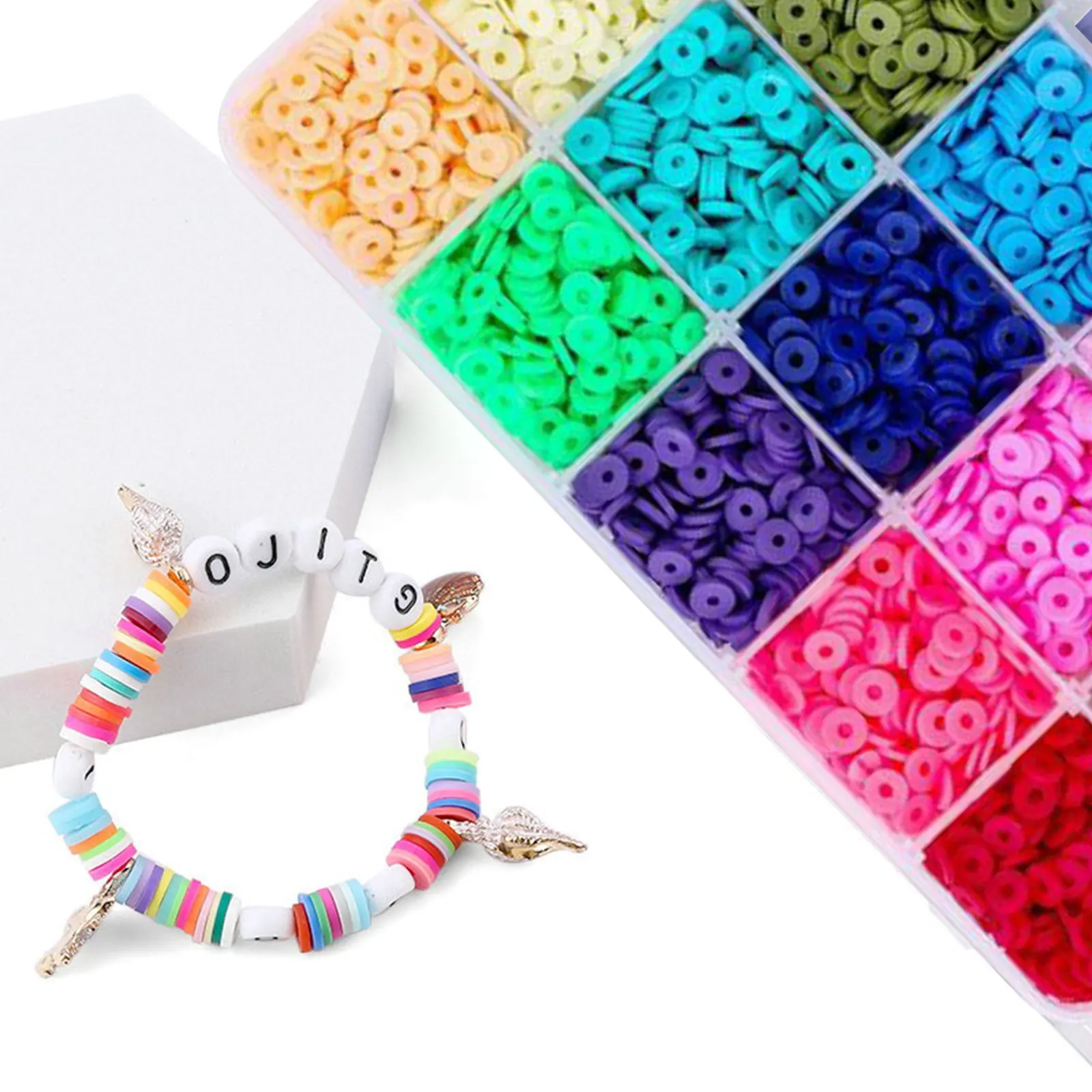 

Творческие наборы бусин для изготовления браслетов, разноцветные буквы, смешанные глиняные бусины, DIY модный набор украшений для фотографи...