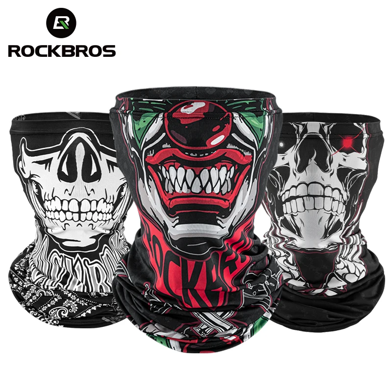 

ROCKBROS Full Face Mask Skull Print Scarf Bike Sun UV Protection Mask Helmet Cosplay Scarf Headband Balaclava Outdoor Scarf