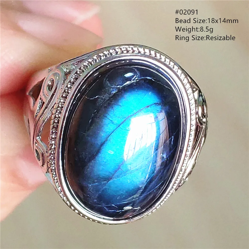 Натуральный черный лабрадорит регулируемое кольцо ювелирные изделия