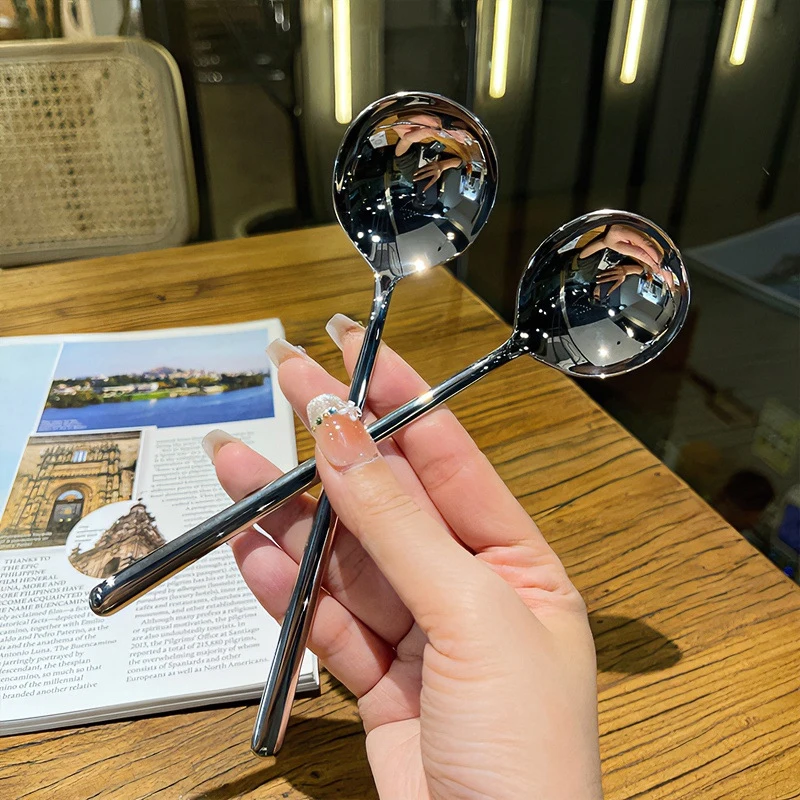 Длинная Ложка Для Супа Из Нержавеющей Стали Десертная Круглая В Стиле Вестерн