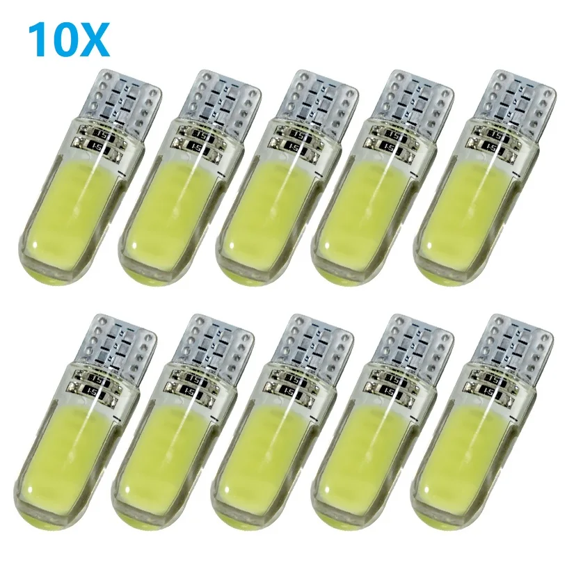 10x T10 W5W White Silicagel Trunk Lamp Turn Signal Wedge License Plate Led Car Marker Light Reading Dome Lamp Auto Parking Bulb