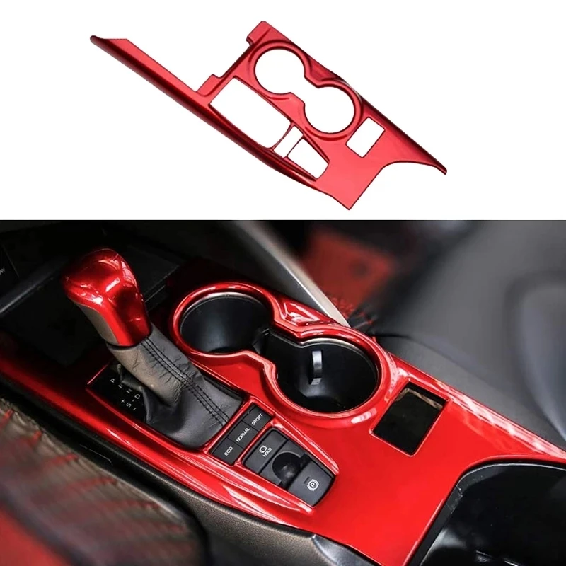 

For Toyota Camry 2018-2022 1pc Gear Panel Sticker High Quatity ABS Red Auto Inner Console Gear Shift Knob Panel Cover Trim Parts