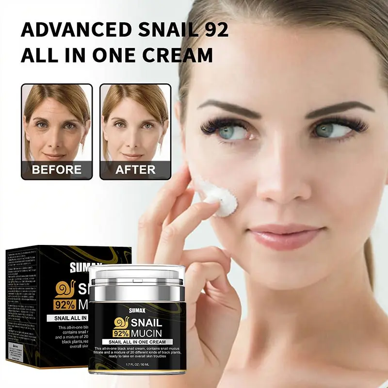 Фото Универсальный крем из муксины улитки 92% осветляет укрепляет, укрепляет, укрепляет, пресс-эссенционный крем для лица с черными растительными экстрактами, крем №2