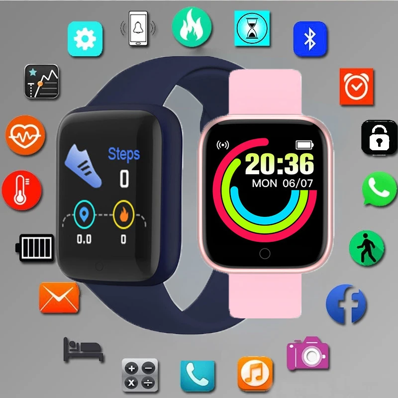 

Macaron 2022 Y68 Smart Watch Heart Monitor Fitness Tracker Waterproof Sport Smartwatch for Men's Women's Watches D20 PK 116 Plus