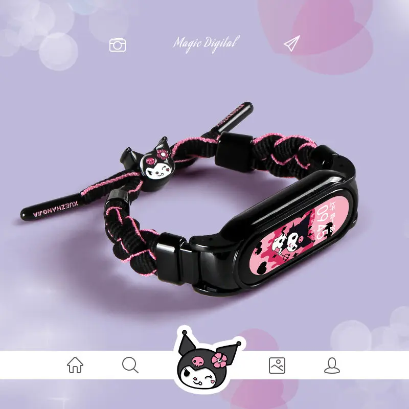 

Sanrio Kuromi My Melody Watch Strap Watchbands Kawaii Creativity Quick Release Buckle Woven Breathable for Mi Band 8 7nfc6 5 4 3