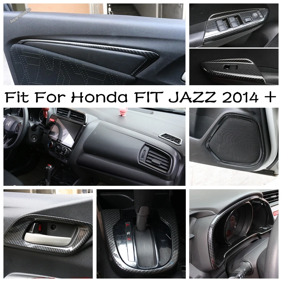 

Carbon Fiber Texture Car Refit Garnish Accessories For Honda FIT JAZZ 2014 - 2020 Dashboard Interior Instrument Frame Cover Trim