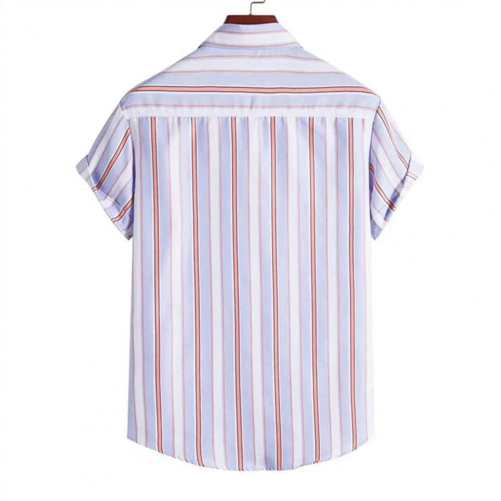 

Cotton Blend Stylish Striped Print Blouse Top Men Shirt Costume Casual Men T-Shirt Short Sleeve for Dating