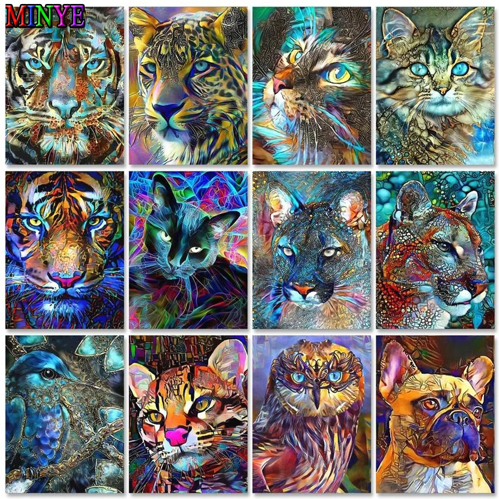 

Алмазная живопись, абстрактные красочные животные, Набор для вышивки крестиком, вышивка, полная выкладка, 5D Алмазная мозаика, домашний декор, подарки