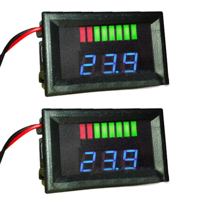 

2X 12V ACID Lead Battery Capacity Indicator Charge Level LED Tester Blue Voltmeter