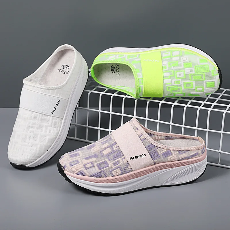 

Мюли женские на шнуровке, дышащие летние шлепанцы, пляжная обувь на платформе, брендовые дизайнерские легкие нескользящие спортивные санда...