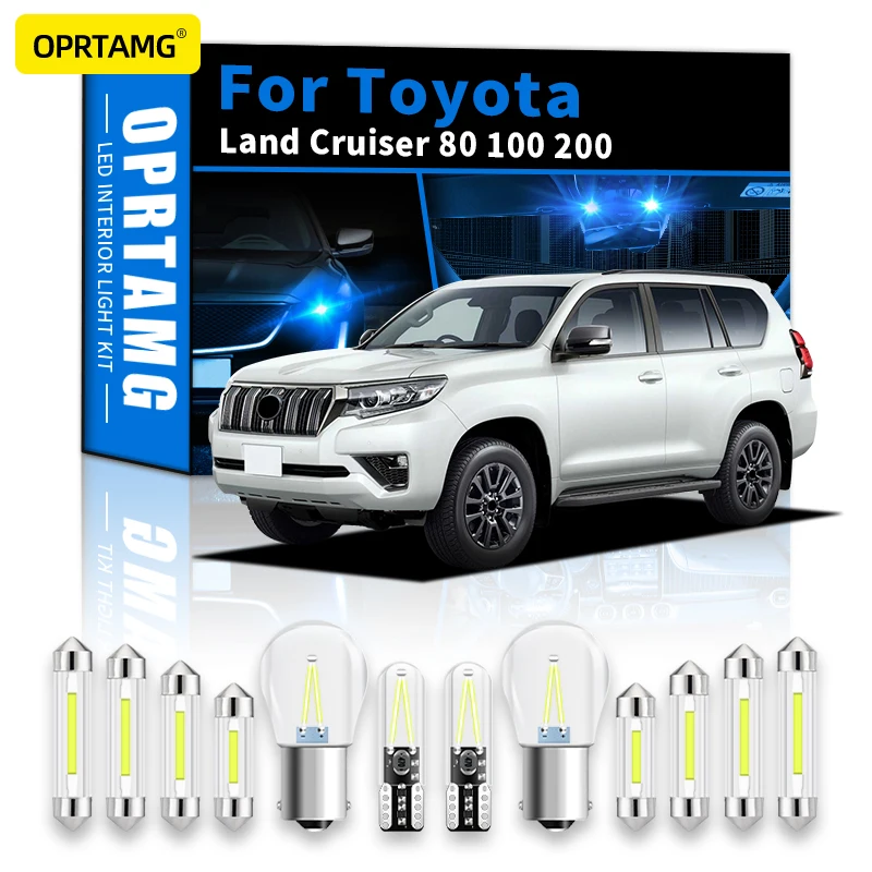 

Внутренсветодиодный Светодиодная лампа OPRTAMG для Toyota Land Cruiser 80, 100, 200, 1998-2022, Canbus, автомобильная лампа, купольная карта, комплект освещения T10, ...