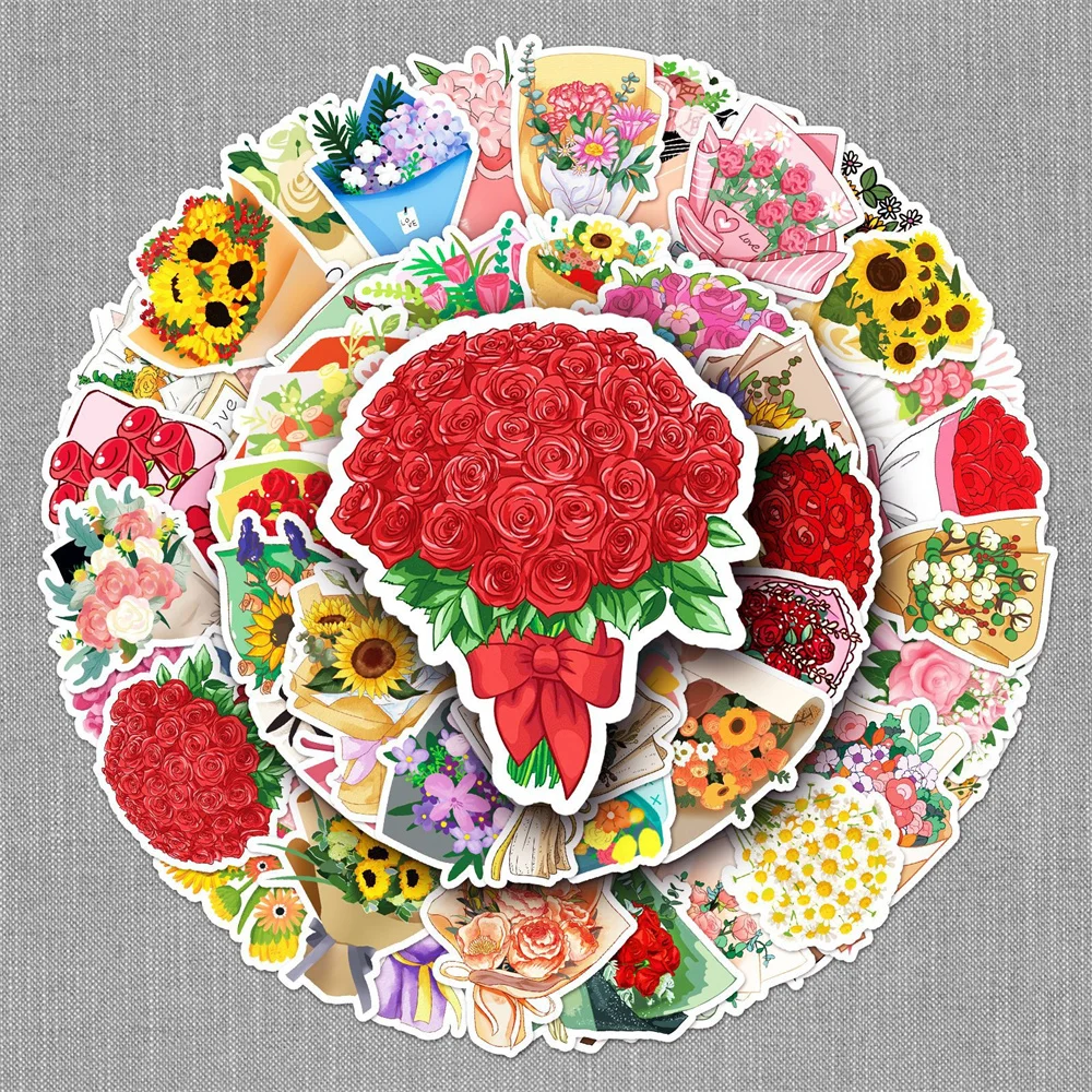 

10/30/50PCS Bouquet Cartoon Personality Creative Graffiti Sticker Desk Guitar Computer Refrigerator Waterproof Sticker Wholesale