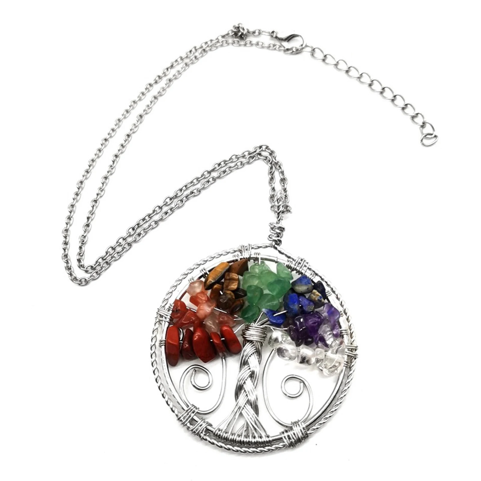 

Chakra Necklace 7 Chakra Healing Crystal Necklaces Tree Of Life Necklace Natural Reiki Quartz Gemstone Jewelry For Women Girls