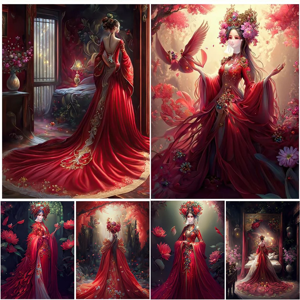

AB 5D алмазная живопись Мечта свадебное платье вышивка крестиком в китайском стиле Алмазная вышивка «сделай сам» женщина художника цветок домашний декор