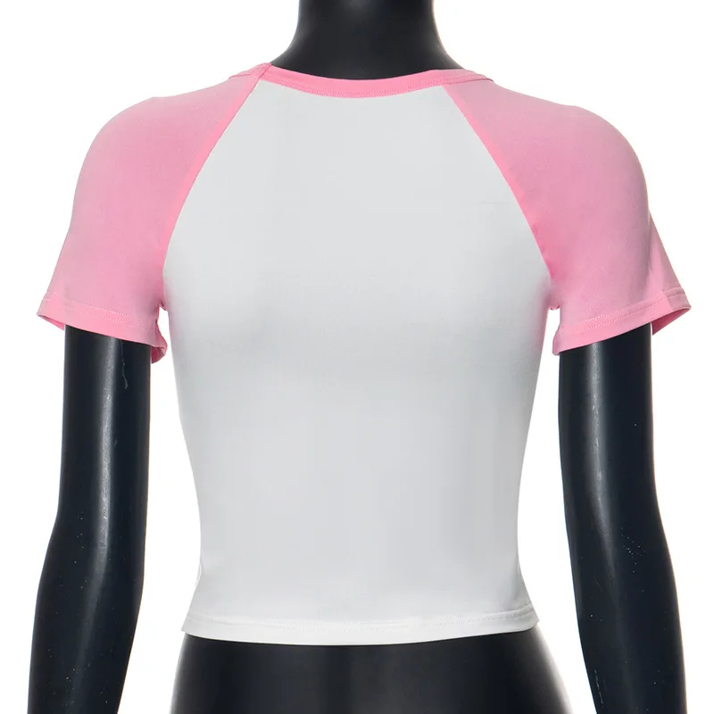 Женский короткий топ с коротким рукавом и цифровой печатью