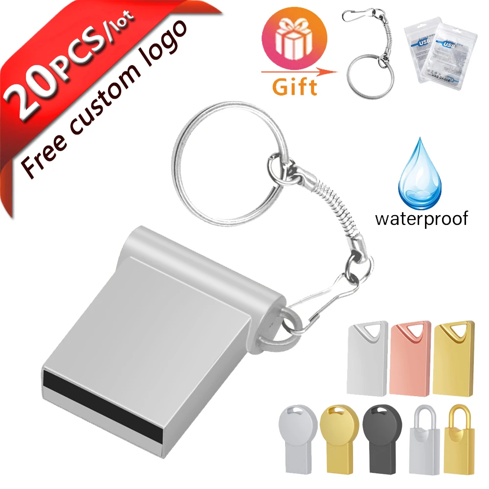 

20pcs variety mini usb pen drive 2.0 metal flash drive free custom logo usb pen drive best birthday gift 4gb 8gb 16gb 32gb 64gb