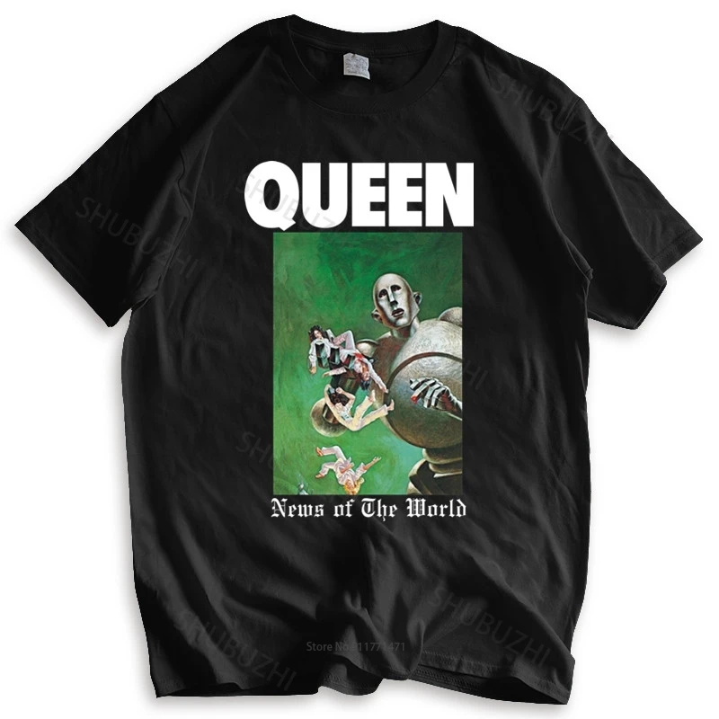 Fashion brand t shirt mens loose News of The World 70s Rock Queen S-3XL Color White Tees Men's T-shirt cotton tshirt for boys