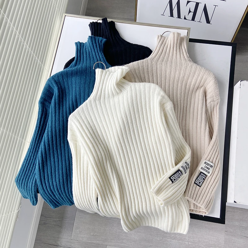 

Ins Y2K Sweaters Women Turtleneck Soft Knitwear Appliques Pink Sweaters Pullovers Chic Winter Autumn Fashion Knit Tops NS507