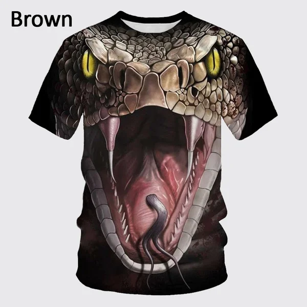 

Horror Eerie Snake 3D Printing Men's Domineering T-shirt Fashion Novelty Short Sleeve Unisex Fun Cobra Tops Sweatshirt