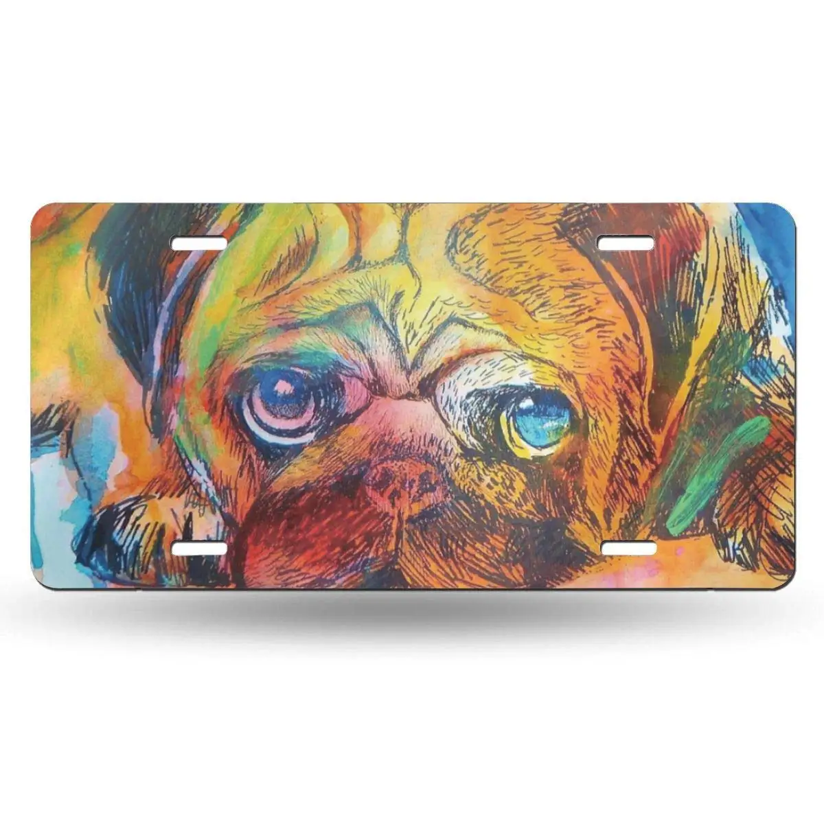 Kalynvi Мопс Собака живопись искусство Новинка автомобиль 6X1 2 алюминиевый передний