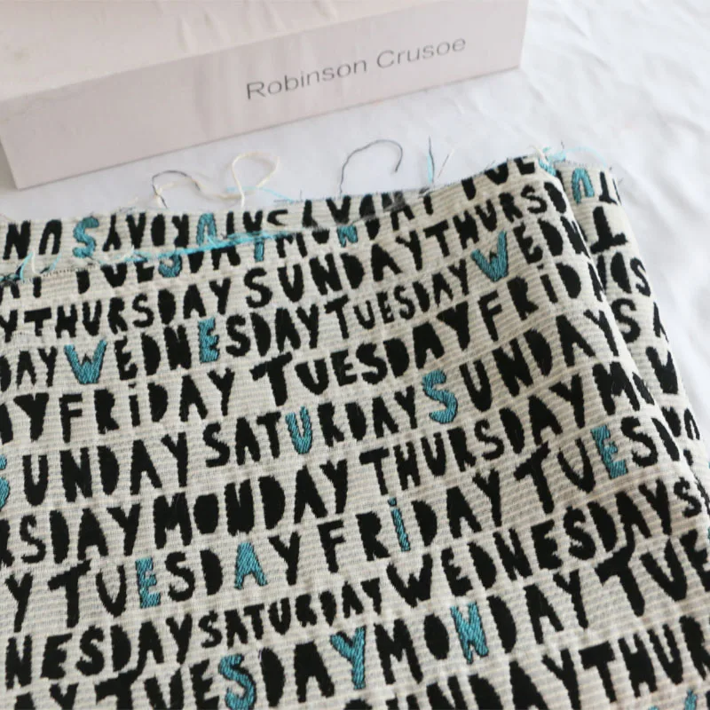 

INS Korean Style Trendy Yarn-Dyed Colorful Letters Retro Textured Three-Dimensional Yarn-Dyed Jacquard Fashion Fabric DIY