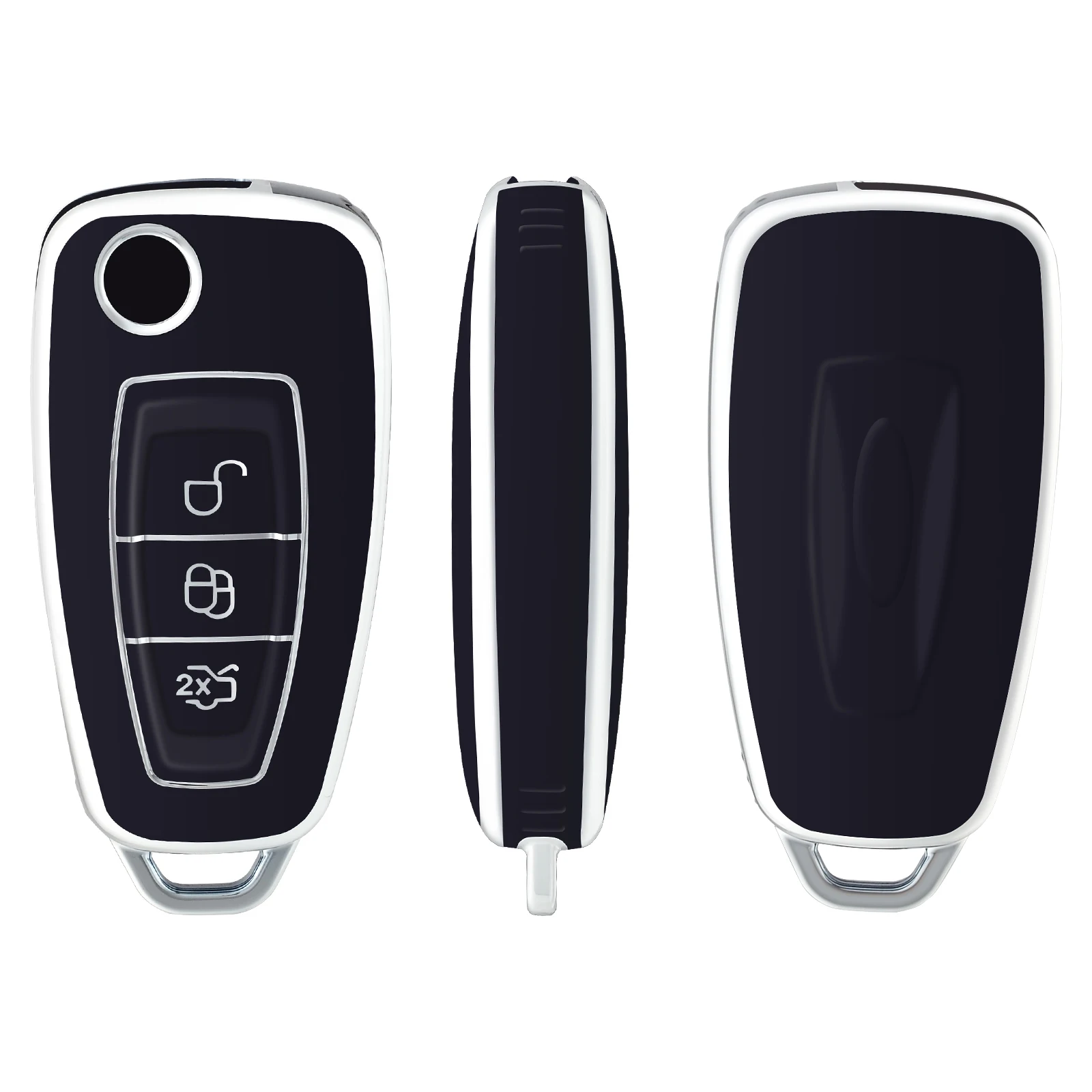 

3-кнопочный автомобильный держатель для ключей, мягкий чехол для ключей из ТПУ для Ford Ranger C-Max S-Max Focus Galaxy Mondeo Transit Tourneo, индивидуальный брелок для ключей