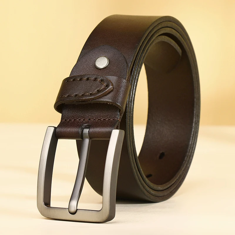 3.8CM Cowhide Belt Men Buckle Top Genuine Leather All-match Casual Jeans Belts High Quality Male Genuine Leather Belt For Men