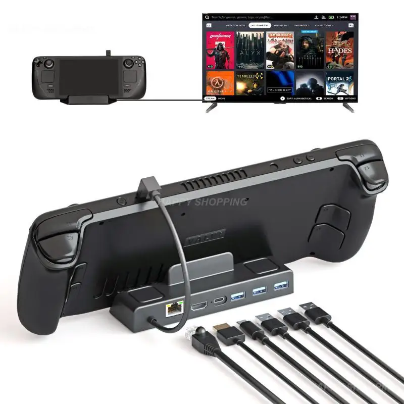 

2/3PCS Hub Holder 6 In 1 Usb C To Rj45 Ethernet 4k HDMI-compatible Tv Base Stand For Steam Deck Docking Station 60hz