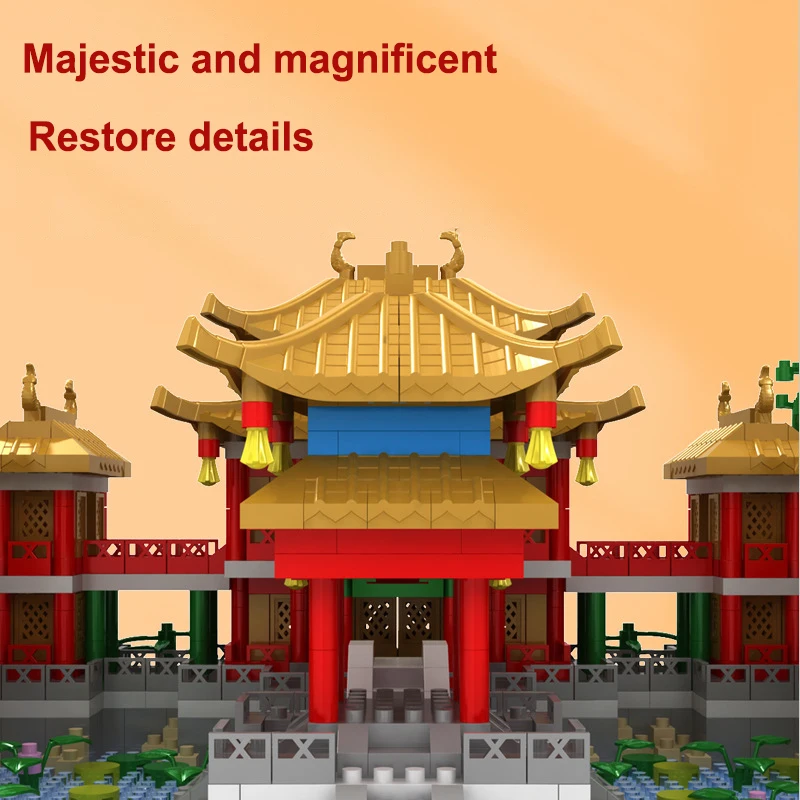 1800 шт. набор строительных блоков Yuanmingyuan в китайском классическом стиле