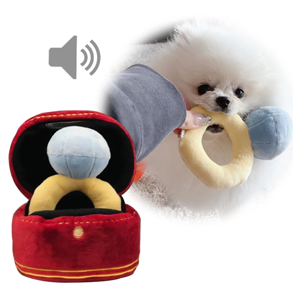 

Squeak Diamond Ring Box Plush Toy For Dog Love Diamond Rings Box Set Pet Chew Puppy Toy Sounds Puppies Creative Cute Soft Toys